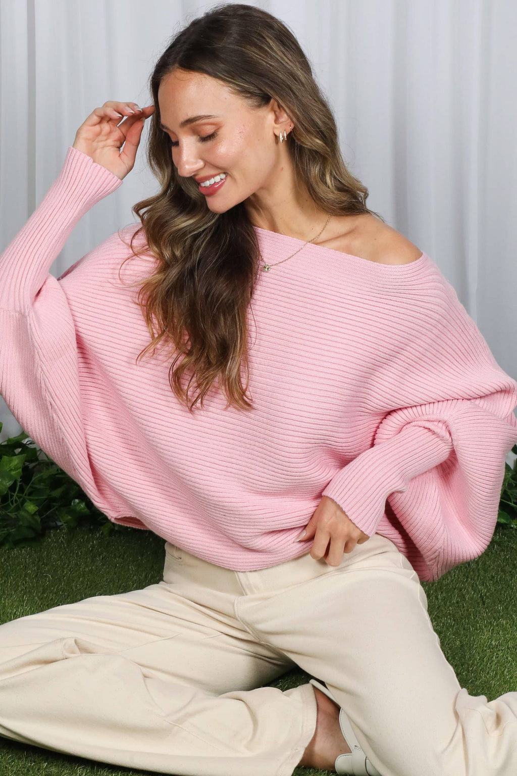 Boat Neck Knitted Sweater