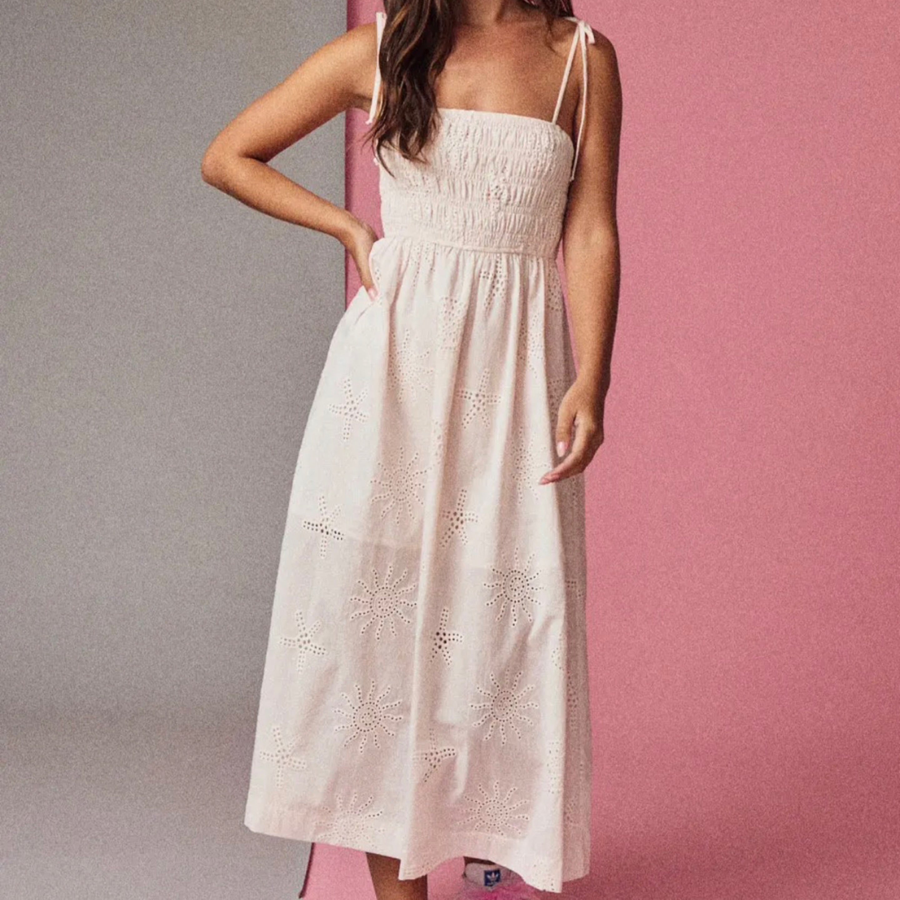 Seashell Eyelet Midi Dress