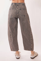 Patch Pocket Wide Leg Barrel Jeans