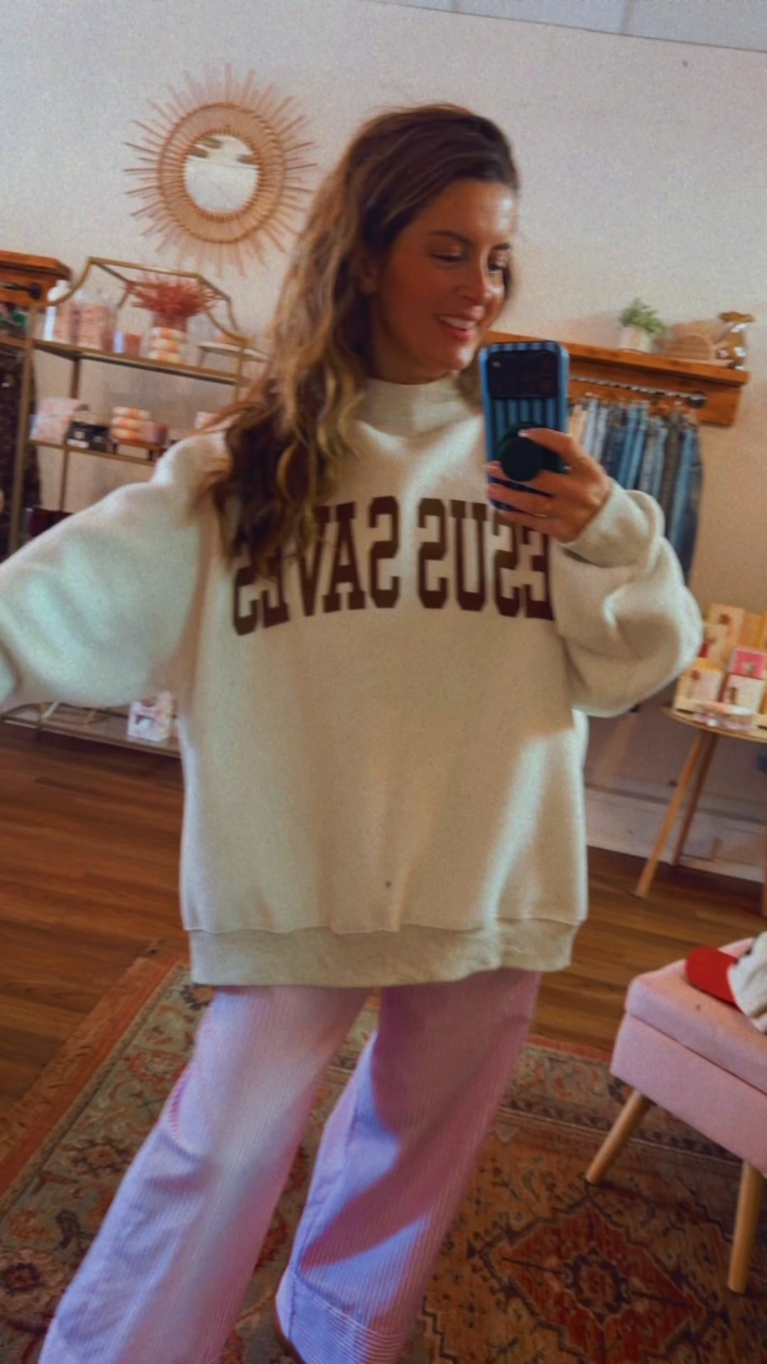 Cross/Jesus Saves Reversible Mock Neck