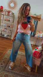 High Rise Crop Wide Leg with Raw Hem