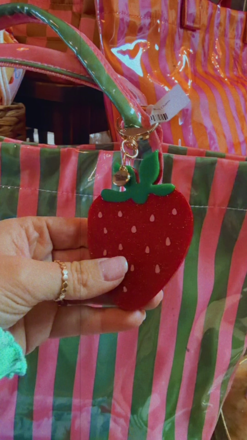 Strawberry Mini Mirror Bag Charm