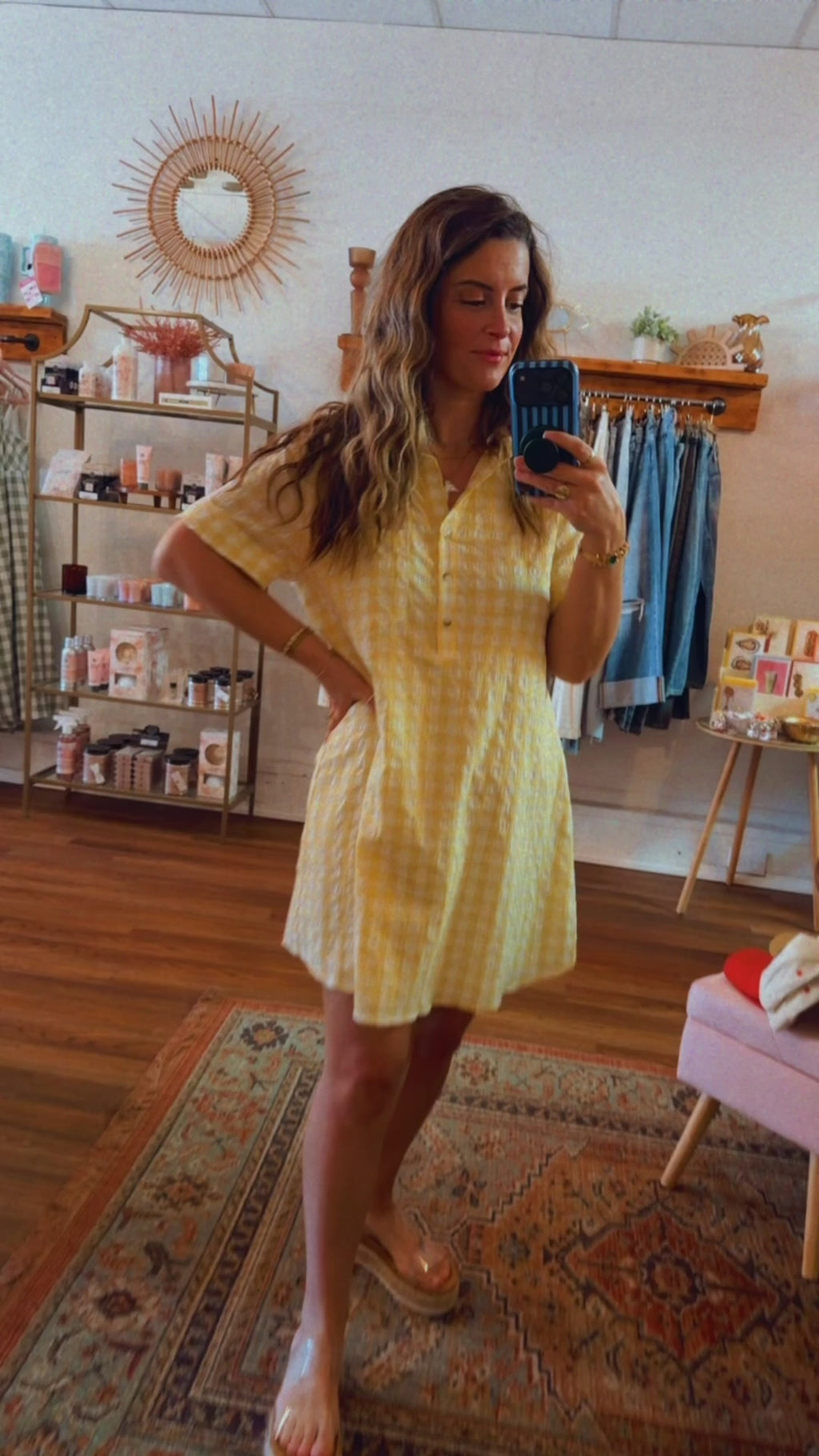 Lemon Gingham Collared Dress