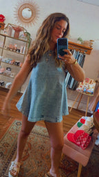 Sleeveless Denim Top and Shorts Set