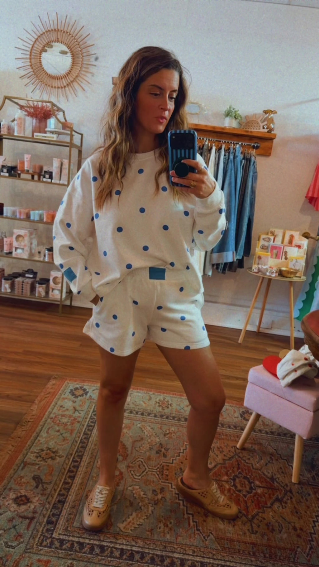 Blue & White Polka Dot Set